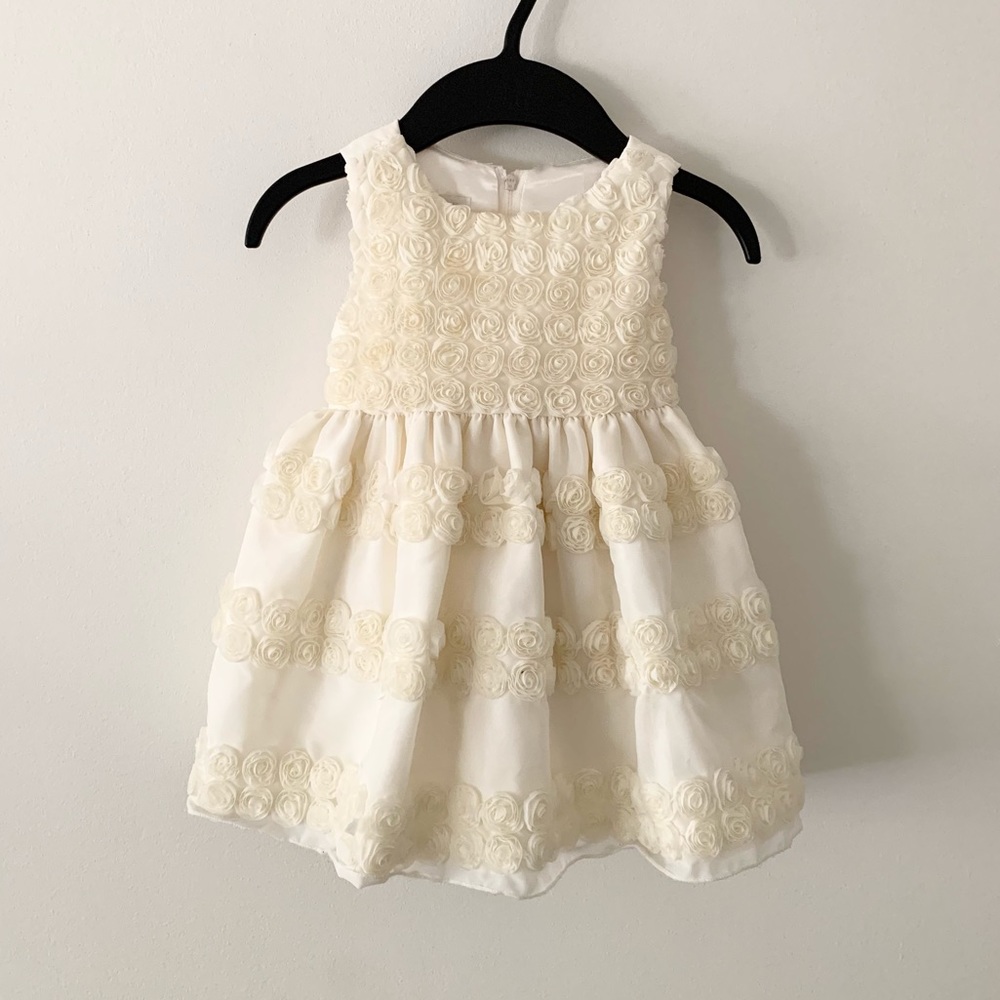 Toddler Yellow Cream Flower Girl Rosette Dress 24m